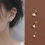 1 PC Golden Zirconia Stud Earrings Minimalist Style Unisex Dainty Fashion Accessory Cute And Simple Design