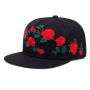 Fashionable Rose Embroidered Baseball Cap Flat-brim Hat All-season Sun Hat