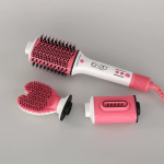 Enzo EN-4117 Professional 3-IN-1 Electric Hair Dryer Comb Heart-shaped Hot Air Styling Comb Set - White