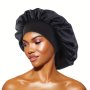 Large Casual Soft Satin Bonnet Solid Color Elastic Hair Bonnet Imitation Silk Bath Shower Cap Sleeping Night Cap For Women