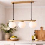 Rhea 3 Orb Metal And Glass Pendant Light - Brass