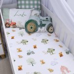 Cot Fitted Sheet Farmer Tractor Small Green Checkered Little Farmer Set Tractor