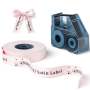 NIIMBOT - N1 Satin Gift Ribbon - 14mm X 5.1m - Black On Pink