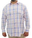 Mens Long Sleeve Check Shirt - 10XL Pnk blue