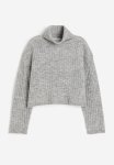 Polo-neck Jumper - Light Grey Marl