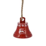 Bell With Jute Rope Metal 17X17X17CM Red - Reindeer