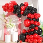 110PCS Red And Black Balloons Garland Arch Kit 18 12 10 5 Inch Black Red Latex Balloons For Casino Poker Night Graduation New Ye