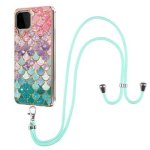 For Samsung Galaxy A22 4G Eu VERSION M32 Electroplating Pattern Imd Tpu Shockproof Case With Neck Lanyard Colorful Scales