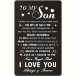 Engraved Aluminum Wallet Card - Perfect Gift For Son On Birthday New Year & Christmas Casual Black Style