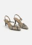 Pointy Textured Asymmetric Slingback Court Shoes