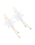 Goldair Gold Blue Diamante & White Floral Chain Drop Earrings