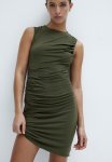 Draped Microfibre Dress - Dark Green