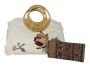 Fino Bali Lotus Flower Embroidery Canvas Bag With Bamboo Handles - Beige