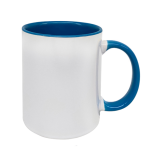 Standard 325ML Sublimation Mug White Outside blue Inside & Handle Set Of 6