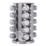 Stainless Steel Spice Carousel With 20 Transparent Glass Jars