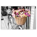 Bike With Flower Basket Wall Art Canvas Print 900 X 600