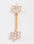 Goldair Gold Plated Surgical Steel Cubic Zirconia Layered & Smooth Nose Rings 2-PACK