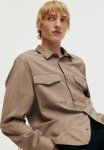 Regular Fit Utility Overshirt - Dark Beige