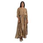 Animal Leaf Double Layered Maxi Dress - Toast Free