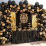 120PCS Diy Golden And Black Garland Balloons Kits With 18/12/10/5/INCH Metallic Chrome Balloons For Birthday Party Celebration Graduation Bachelorette Wedding Baby Shower Ceremony Anniversary