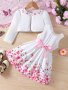 Girl's Sweet Cute Outfit Long Sleeve Cardigan Top + Floral Graphic Sundress Set Two-piece Daily Holiday Summer Clothes