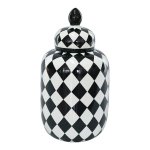 Black & White Tall Checkered Jar 34CM
