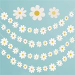 Boho Daisy Party Banners Set White Little Daisy Pull Flags & Hanging Swirls Paper Cutouts For Birthday Shower Home Classroom Dec