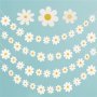 Boho Daisy Party Banners Set White Little Daisy Pull Flags & Hanging Swirls Paper Cutouts For Birthday Shower Home Classroom Decor No Power Needed