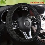 Four Seasons Universal Cars Steering Wheel Cover No Inner Ring Elastic Ice Silk Soft Cloth Protective Cover