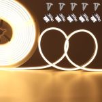 Joylit 4MM Wide Neon LED Strip Lights 24V Outdoor Waterproof 16.8FT 5M 3000K Warm White 168LEDS M Uniform Glow Neon Rope Light F