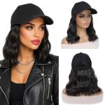 Alirobam Synthetic Wig Hat With Natural Wave Hair Extensions Attached For Woman Baseball Cap Wig Curly Wavy Hairstyle Adjustable