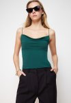 Fitted slippery Turndown Collar Flexible Blouse - Emerald Green