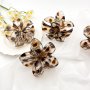 Elegant Leopard Print & Bauhinia Flower Hair Claw - Large Non-Slip Shark Clip For Women And Girls - Perfect For Halloween Parties