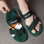 Men's Letters Print Open Toe Sandals Lightweight Non Slip Trendy Summer Sandals For Outdoor Casual Waking