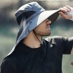 Sun Protection Wide Brim Bucket Hat With Removable Face Cover For Outdoor Sports Hiking Fishing