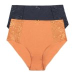 Donnay Plus Size Donna 2 Pack Bikini With Lace - Terracotta & Ink