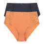 Donnay Plus Size Donna 2 Pack Bikini With Lace - Terracotta & Ink