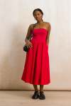 Bandeau Combo Dress - L Red
