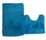 Smte 2PC Bathroom Rugs Shaggy Set Blue With Keychain