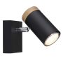 Bright Star Lighting 1 Light Adjustable Black Spotlight With Wooden Accent - S412