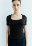 Square-neck Top - Blue