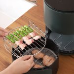 Air Fryer Rack Accessories Grill Oil Filter Rack Double Layer Barbecue Skewer Rack Stainless Steel Kitchen Grill Eid Al-adha Mub