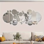 32PCS Modern Acrylic 3D Mirror Wall Decals - Self-adhesive No Power Needed - Perfect For Bedroom Living Room Dorm & Office Aesth