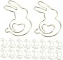 50PCS Gold Bunny Paper Clips Rabbit Shaped Metal Bookmark Clips