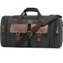 Densata Canvas Duffle Bag For Men 50L Travel Duffel Bags Expandable Genuine Leather Overnight Weekender Carry On Bag Two Zipper Pockets Travel Bag Bl