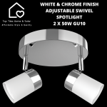 White & Chrome Finish Adjustable Swivel Spotlight - 2 X 50W GU10