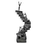 Statue Abstract Figure Climbing A Ladder Of Books 11.5X38CM - Silver