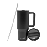 1.2L Stainless Steel Travel Flask With Siliconelid - Black
