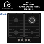 Falco Black Glass 4 Burner Gas Hob - 60CM FAL-BGH-60