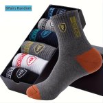 6 Pairs Of Athletic Cotton Absorbent Sweat Socks With Embroidered Crest For Men Ankle Socks No Box